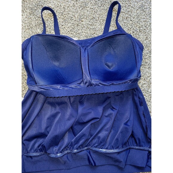 Lands' End Swim Top 18W Navy Tankini Top Swim 1X Tummy Hiding Modest Solid S614 - Picture 5 of 7